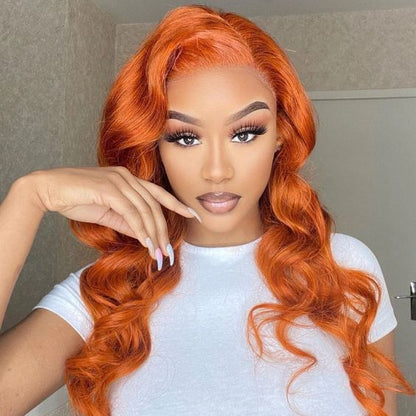 Fiery Ginger 350 Body Wave 13x4 Lace Front Wig | Premium Human Hair