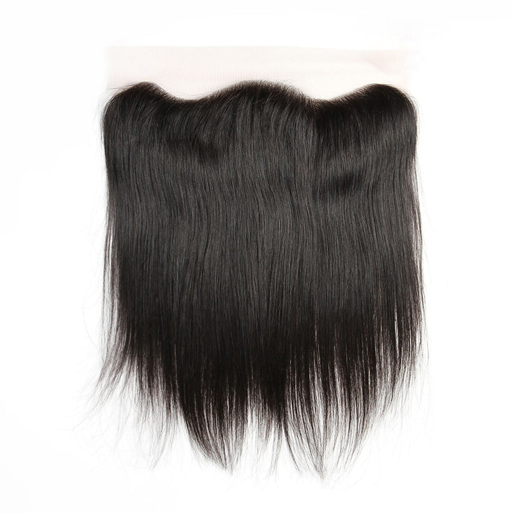 Premium #1B Natural Black Straight Bundles with 13×4 Lace Frontal | 100% Human Hair