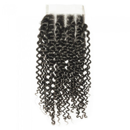 Premium #1B Natural Black Kinky Curly Bundles with 4×4 Lace Closure | 100% Human Hair