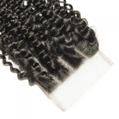 Premium #1B Natural Black Kinky Curly Bundles with 4×4 Lace Closure | 100% Human Hair