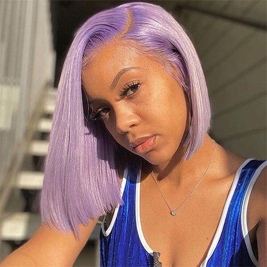 Lavender Dream Bob 13x4 Lace Front Wig | Custom Colored Human Hair