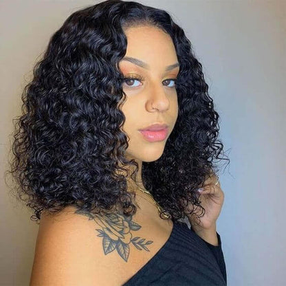 Natural Black Deep Curly 13x4 Lace Front Bob Wig | Premium Human Hair