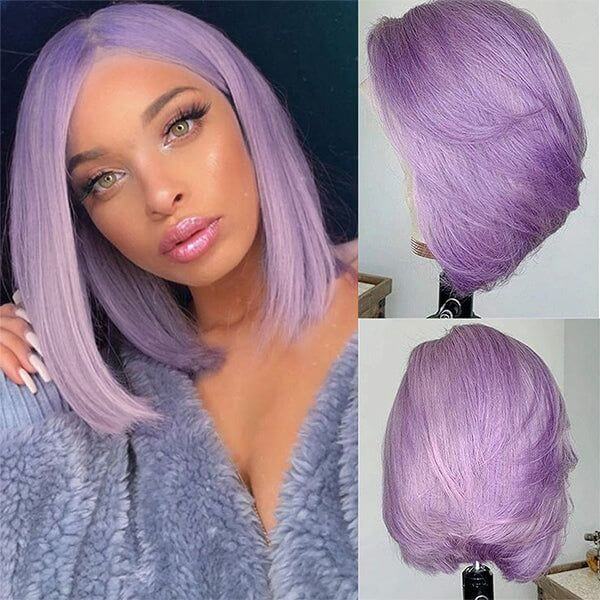 Lavender Dream Bob 13x4 Lace Front Wig | Custom Colored Human Hair