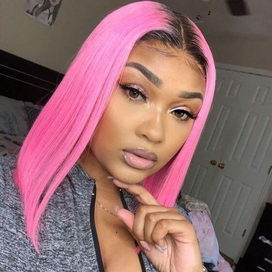 Vibrant Pink Bob 13x4 Lace Front Wig | Custom Colored Human Hair