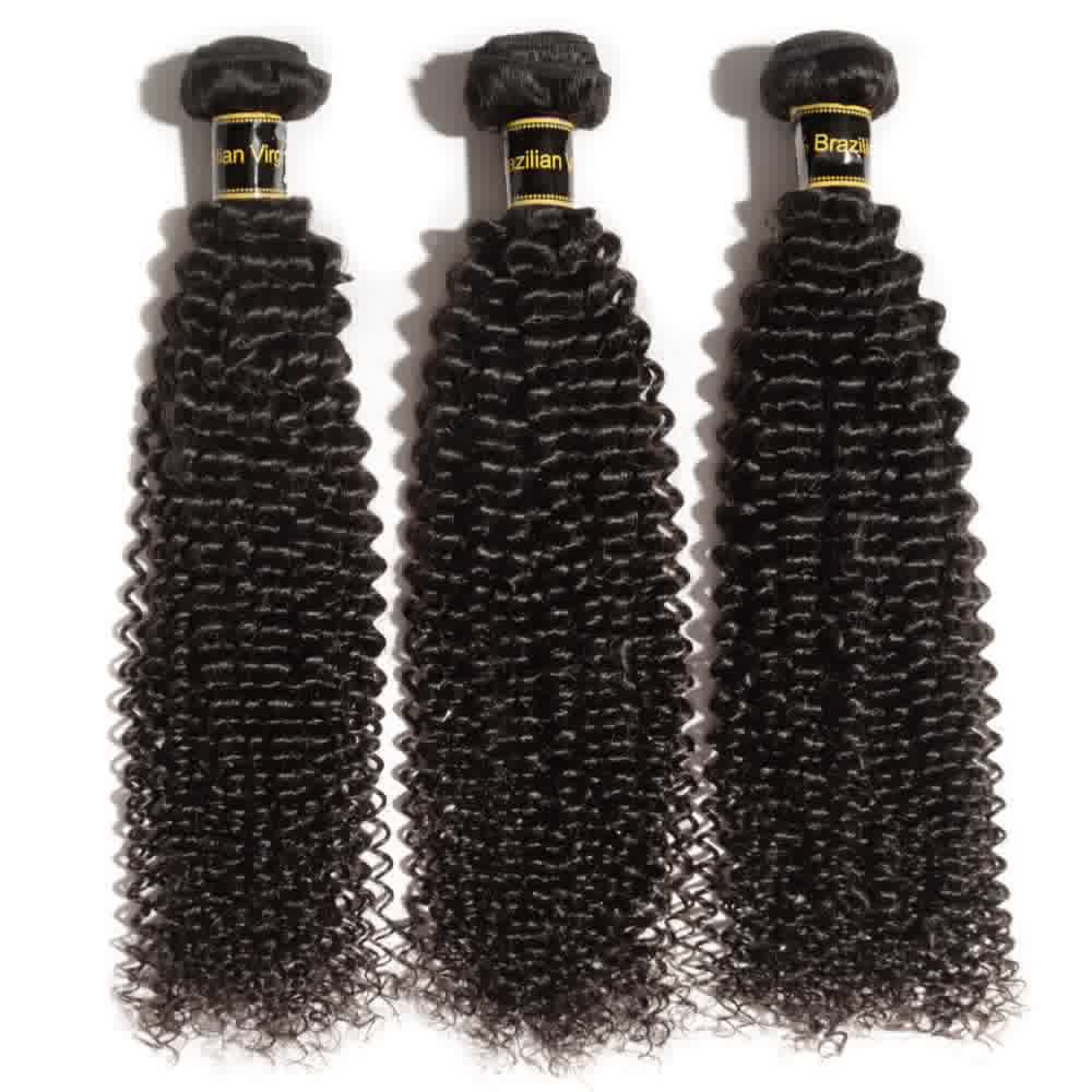 Premium #1B Natural Black Kinky Curly Bundles with 4×4 Lace Closure | 100% Human Hair