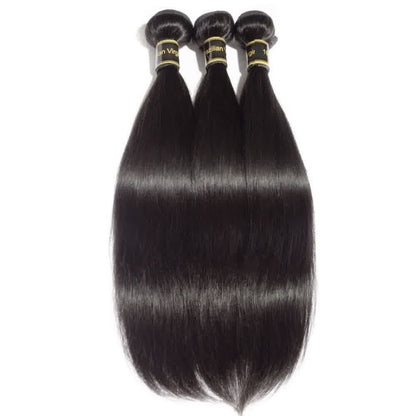 Premium #1B Natural Black Straight Bundles with 5×5 Lace Closure | 100% Human Hair