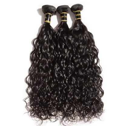 Premium #1B Natural Black Natural Wave Bundles with 13×4 Frontal | 100% Human Hair