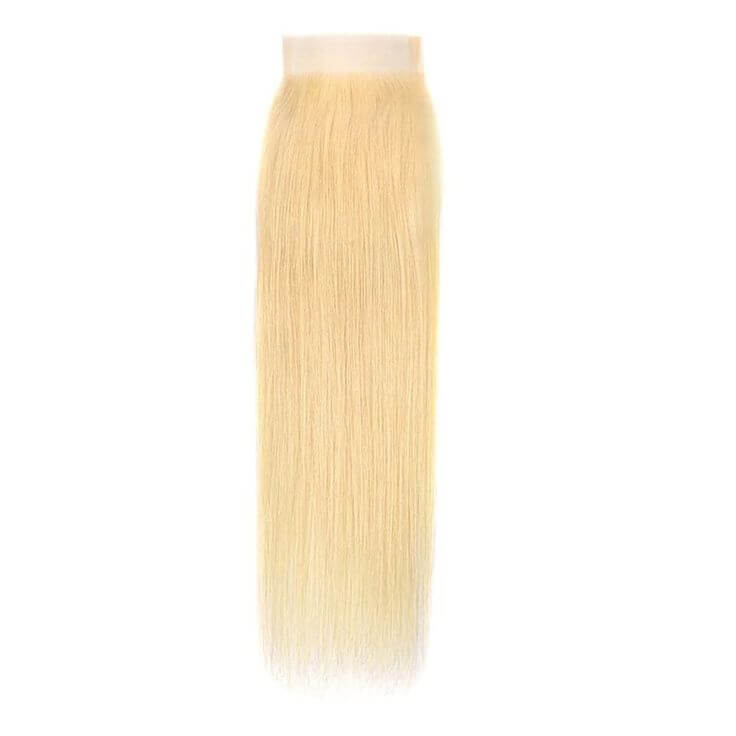 Premium #613 Blonde Straight Bundles with 4×4 Lace Closure | 100% Human Hair