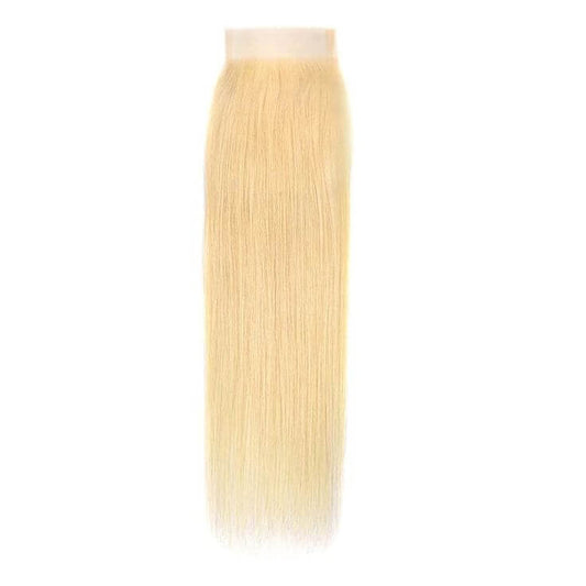 Premium #613 Blonde Straight Bundles with 4×4 Lace Closure | 100% Human Hair