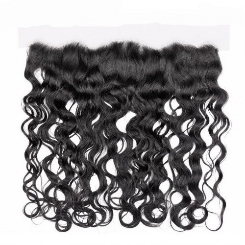 Premium #1B Natural Black Water Wave Bundles with 13×4 Frontal | 100% Human Hair