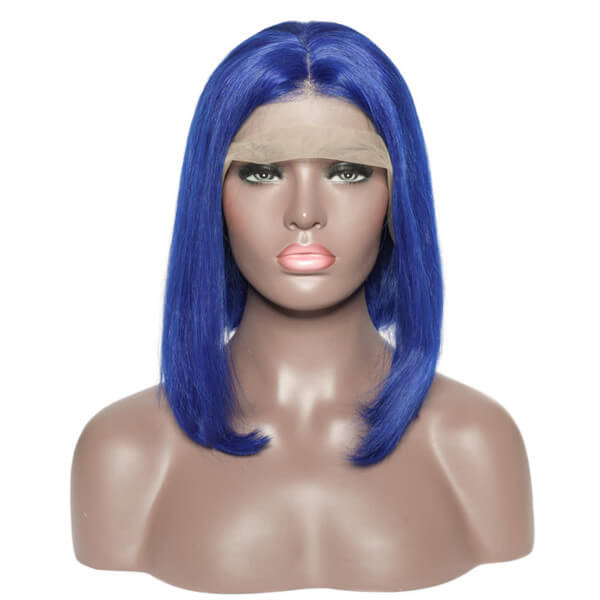 Electric Blue Bob 13x4 Lace Front Wig | Custom Colored Human Hair