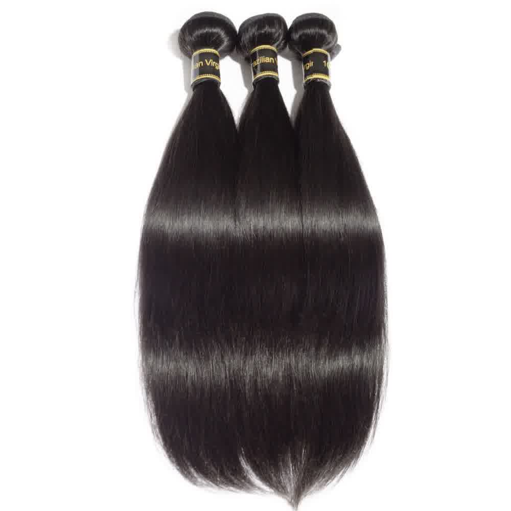 Premium #1B Natural Black Straight Bundles with 13×6 Frontal | 100% Human Hair