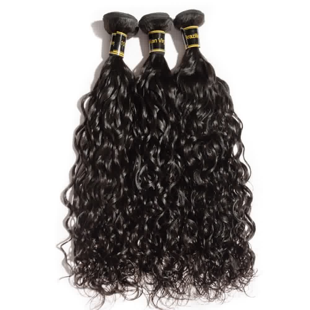 Premium #1B Natural Black Natural Wave Bundles with 4×4 Lace Closure | 100% Human Hair