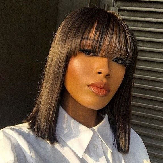 Classic Straight Bob with Bangs 13x4 Lace Front Wig | 100% Human Hair