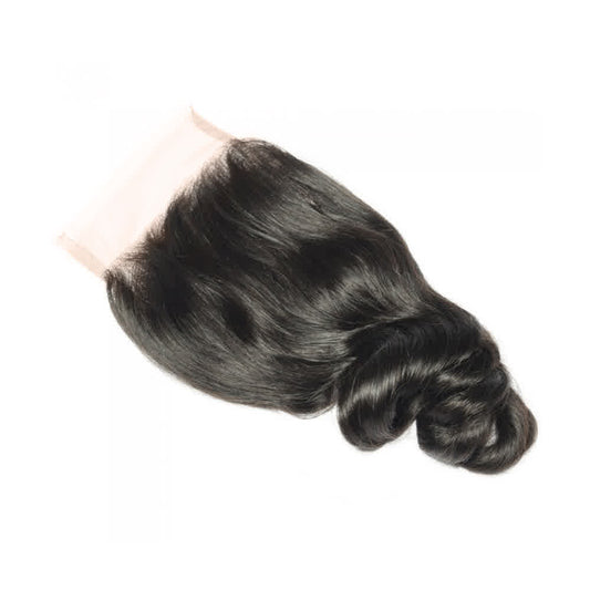 Premium #1B Natural Black Loose Wave Bundles with 4×4 Lace Closure | 100% Human Hair