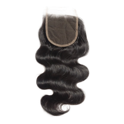 Premium #1B Natural Black Body Wave Bundles with 4×4 Lace Closure | 100% Human Hair