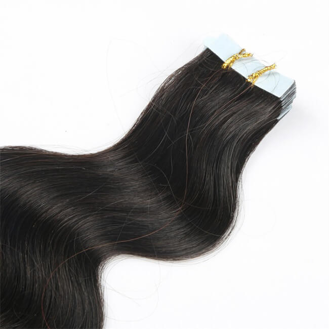 Premium #1B Natural Black Body Wave Tape-In Hair Extensions | 100% Human Hair