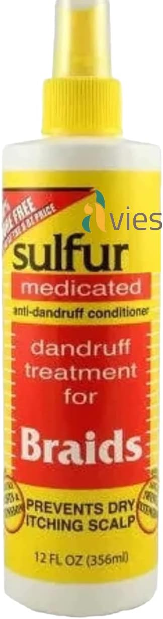 Alvies® Sulfur Braid Spray Anti-dandruff Itch relief 12oz, Braid Spray, Medicated Braid Spray