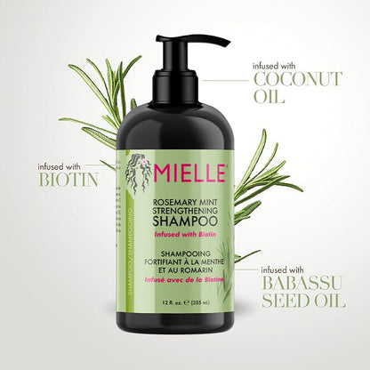 Mielle Rosemary Mint Strengthening Shampoo Infused with Biotin, Cleanses and Helps Strengthen Weak and Brittle Hair, 355 ml (Pack of 1)