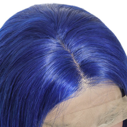 Vibrant Blue Straight Bob 13x4 Lace Front Wig | Premium Human Hair