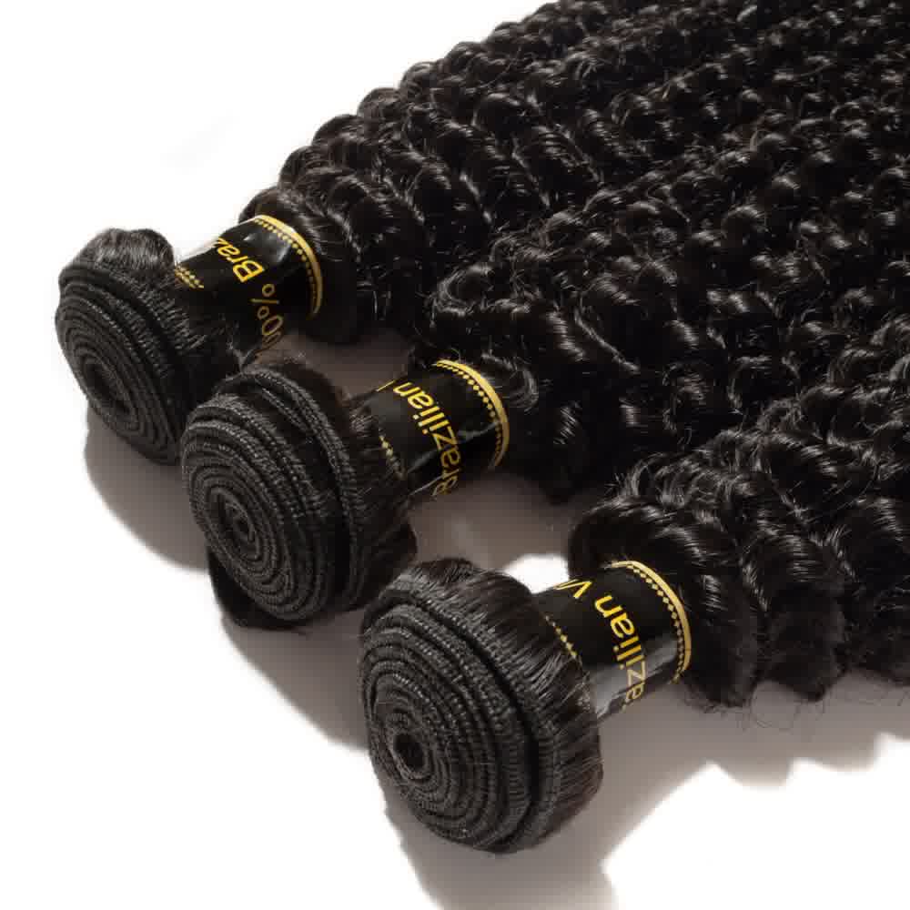 Premium #1B Natural Black Kinky Curly Bundles with 4×4 Lace Closure | 100% Human Hair