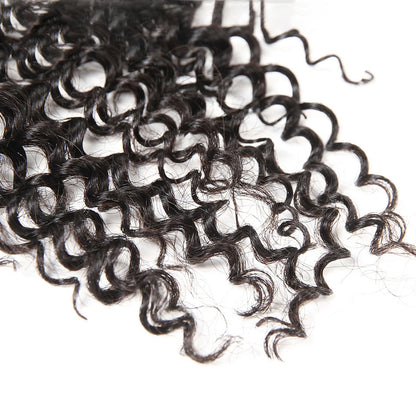 Premium #1B Natural Black Deep Curly Bundles with 4×4 Lace Closure | 100% Human Hair