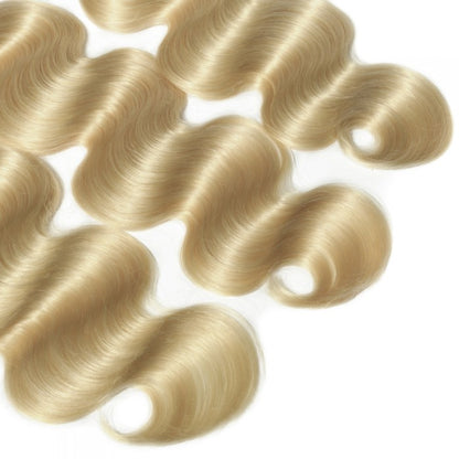 Premium #613 Blonde Body Wave Bundles with 5×5 Lace Closure | 100% Human Hair