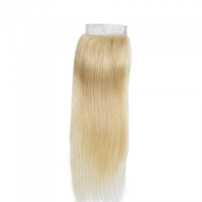 Premium #613 Blonde Straight Bundles with 4×4 Lace Closure | 100% Human Hair