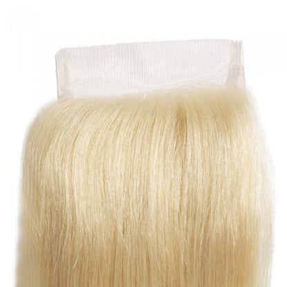 Premium #613 Blonde Straight Bundles with 4×4 Lace Closure | 100% Human Hair