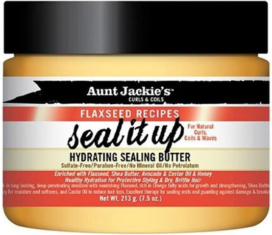 Aunt Jackie's Flaxseed Recipes Seal It Up Hydrating Sealing Butter, Hair Conditioner Butter, 15 Fluid Ounces