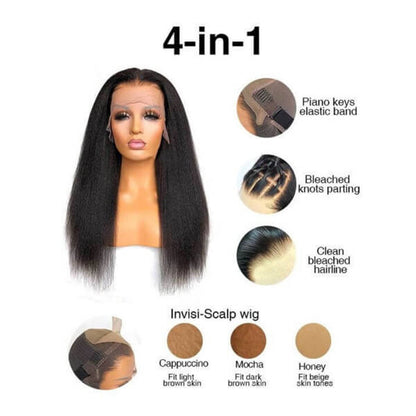 Sleek & Textured Kinky Straight 13x6 Lace Front Wig | Premium Human Hair