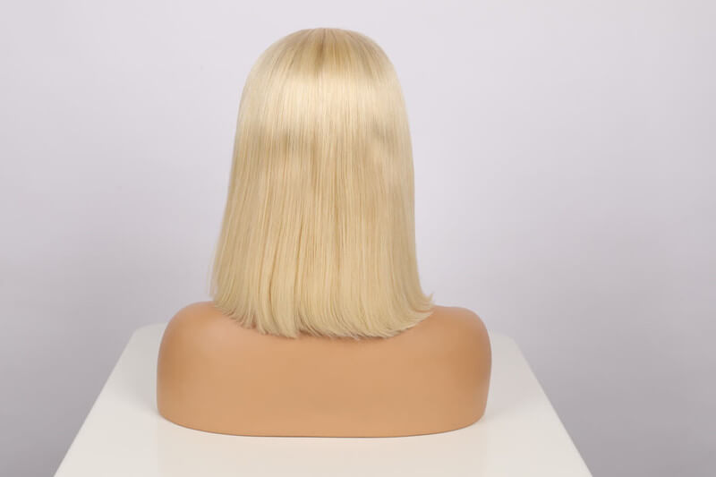 Chic Platinum Blonde 613 Straight Bob 13x4 Lace Front Wig | Premium Human Hair