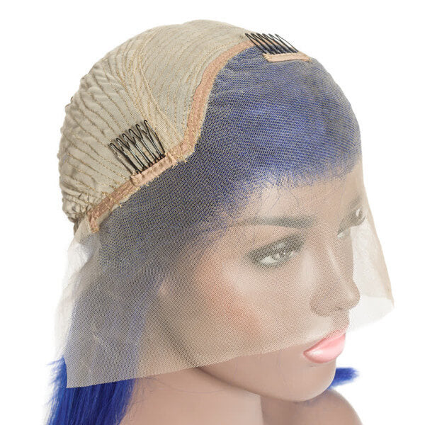 Vibrant Blue Straight Bob 13x4 Lace Front Wig | Premium Human Hair