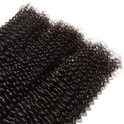 Premium #1B Natural Black Kinky Curly Bundles with 4×4 Lace Closure | 100% Human Hair