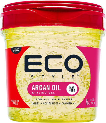 Ecostyle Moroccan Argan Oil Styling Gel, Champagne, All Day Hold, Alcohol Free, Paraben Free, Sulphate Free, No Flaking, Anti-Itch, 473 ml