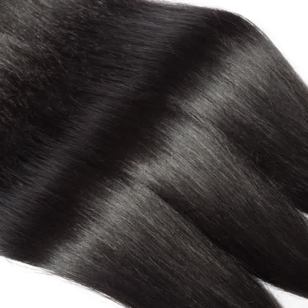 Premium #1B Natural Black Straight Bundles with 13×4 Lace Frontal | 100% Human Hair