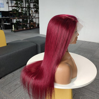 Bold Burgundy Straight 13x4 Lace Front Wig | Premium Human Hair