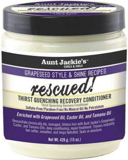 Aunt Jackie's Grapeseed Power Wash Shampoo 355ml with Rescued Recovery Conditioner 426g