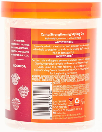 Cantu Strengthening Styling Gel with Jamaican Black Castor Oil 524g