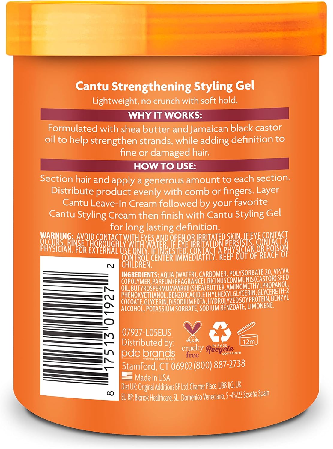 Cantu Strengthening Styling Gel with Jamaican Black Castor Oil 524g