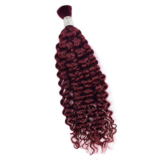 Premium Deep Curly Braiding Hair Extensions #99J Burgundy | 100% Human Hair