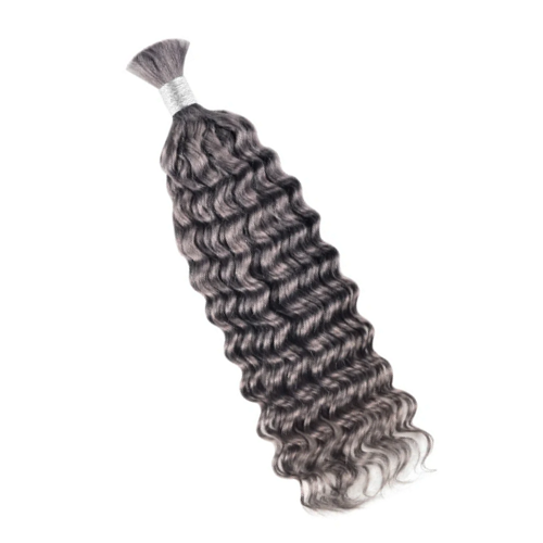 Premium Deep Wave Braiding Hair Extensions Grey | 100% Human Hair