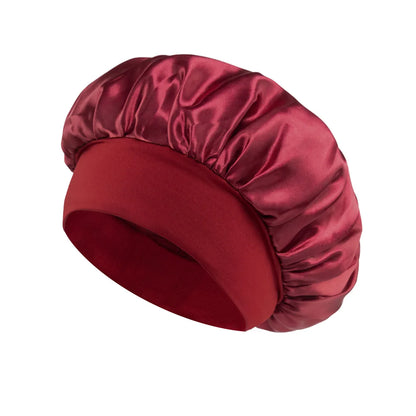 Luxury Satin Sleep Bonnet with Wide Brim - Hair Protection Cap