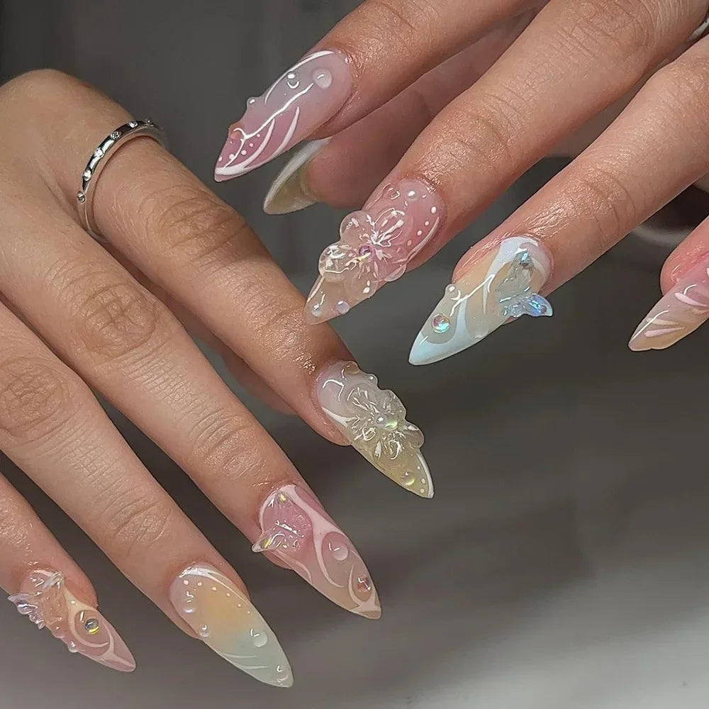 Enchanting Almond Collection Press-On 3D Nails