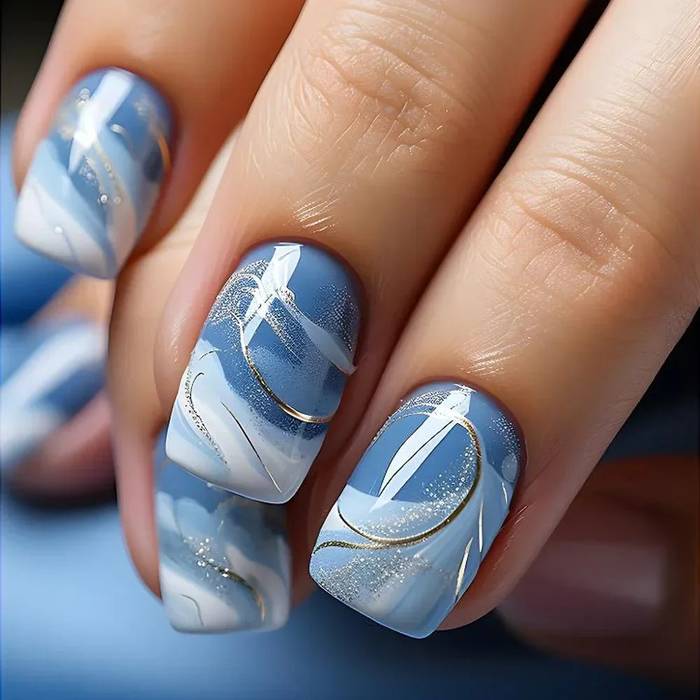 Ethereal Ocean Wave and Cosmic Collection Press-On Nails