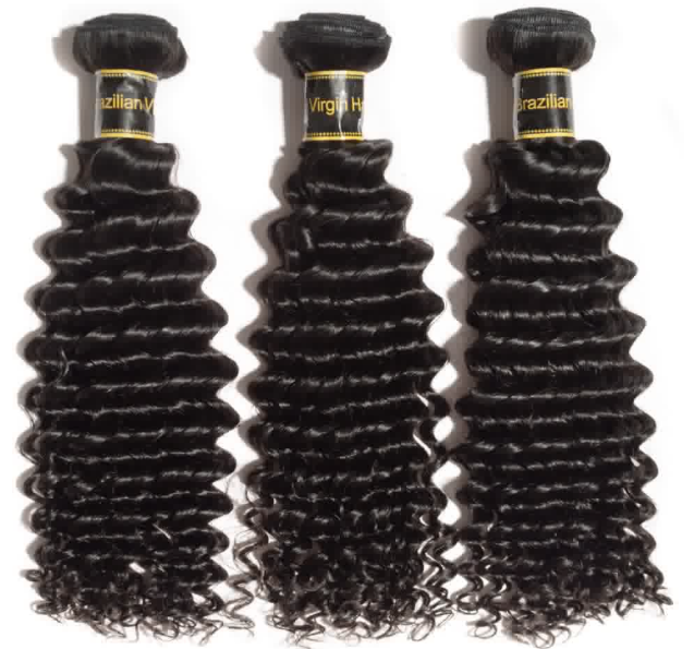 Premium  #1B Natural Black Deep Wave Bundles with 13×4 Lace Frontal | 100% Human Hair