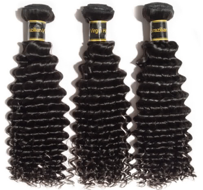 Premium #1B Natural Black Deep Wave Bundles with 5×5 Lace Closure | 100% Human Hair