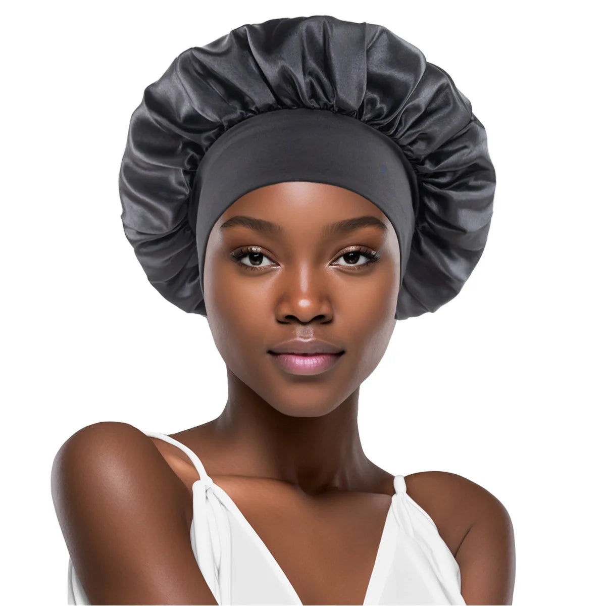 Luxury Satin Sleep Bonnet with Wide Brim - Hair Protection Cap