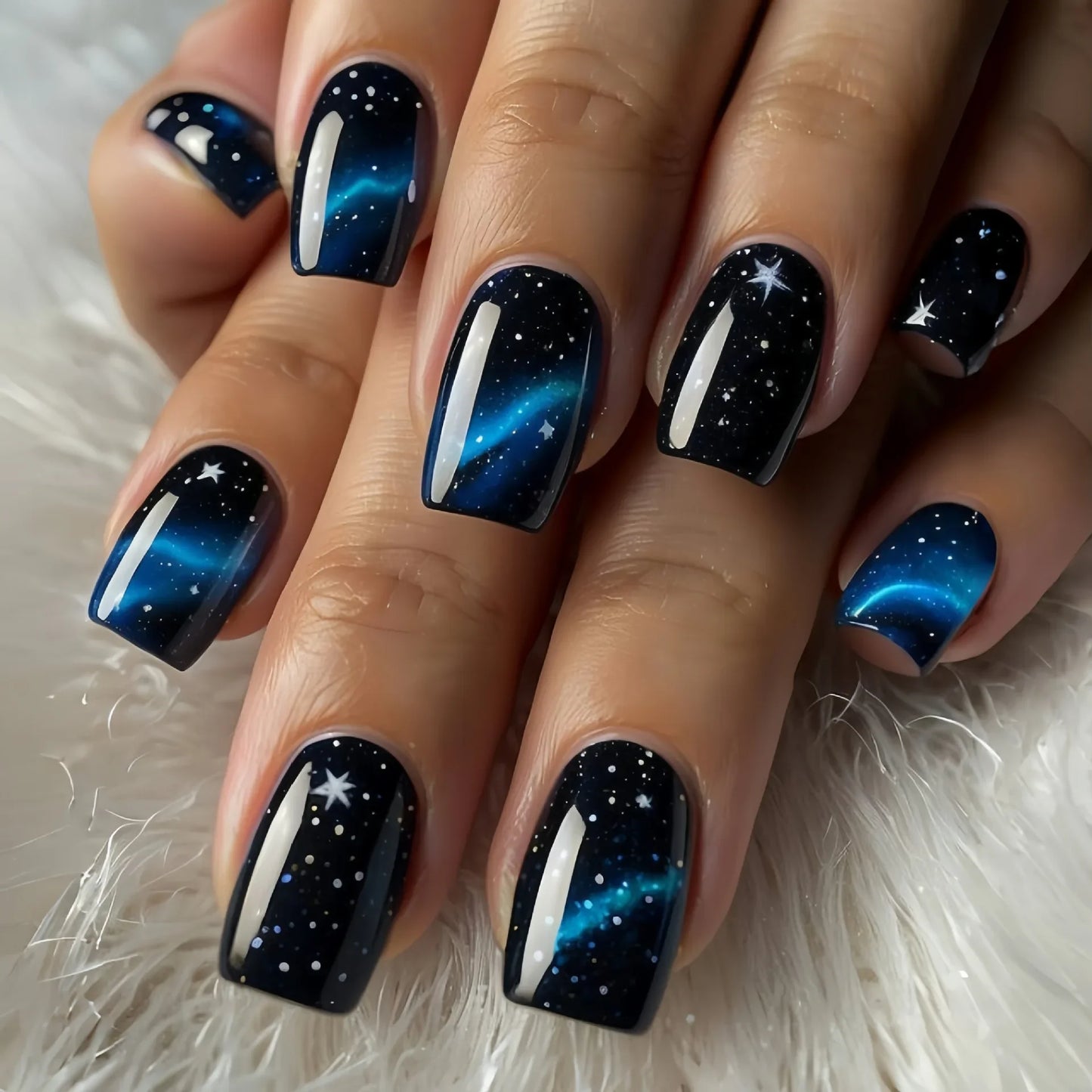 Ethereal Ocean Wave and Cosmic Collection Press-On Nails