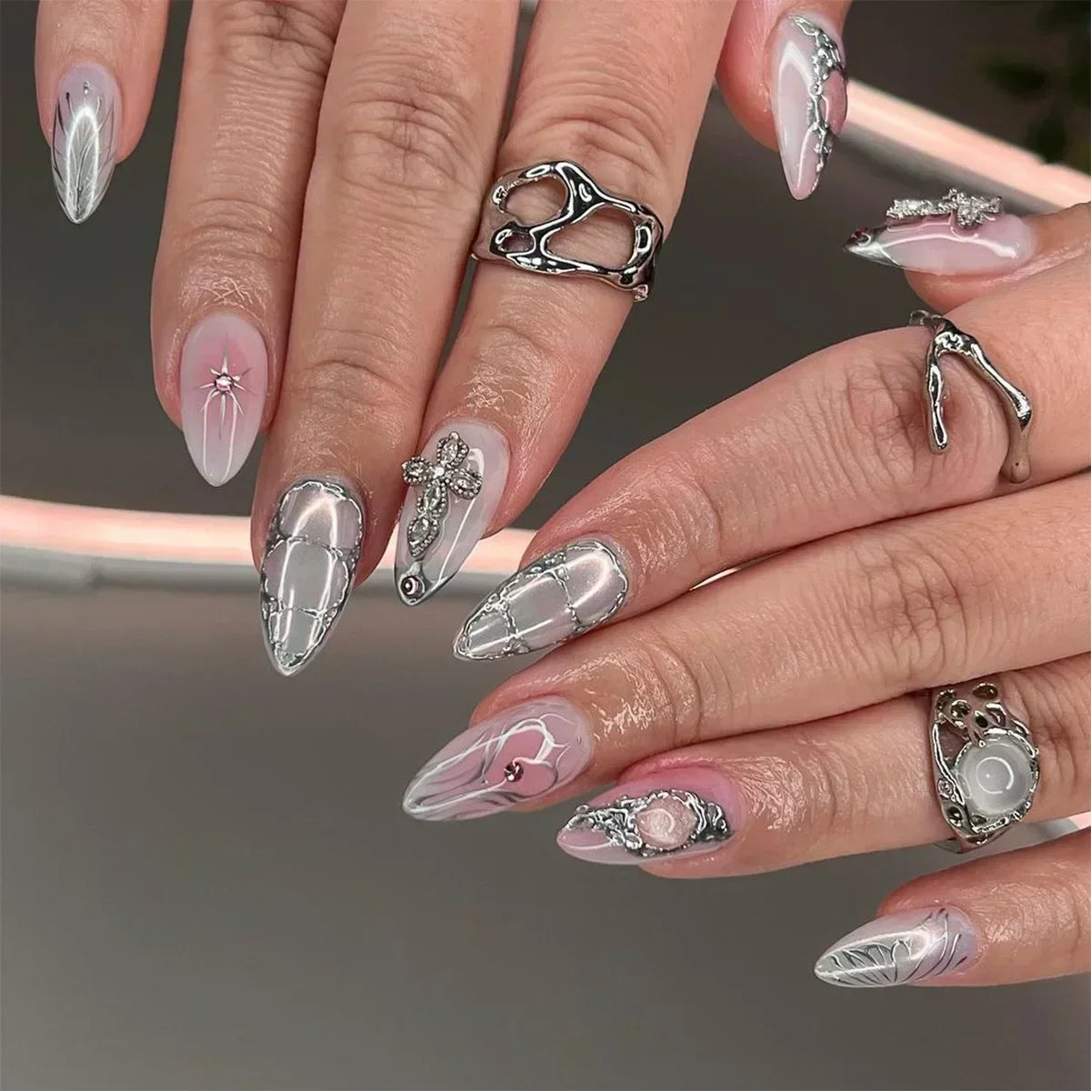 Mesmerizing Almond Diamond Collection Press-On Nails